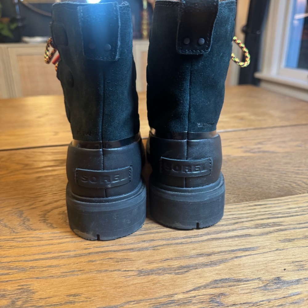 Women's Sorel Black Lennox Leather Waterproof Lace Up Outdoor Duck‎ Boots Size 9 - Picture 7 of 10